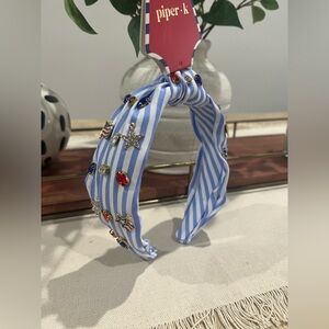 NWT Piper K Stars and Stripes Jeweled Blue Knotted Headband